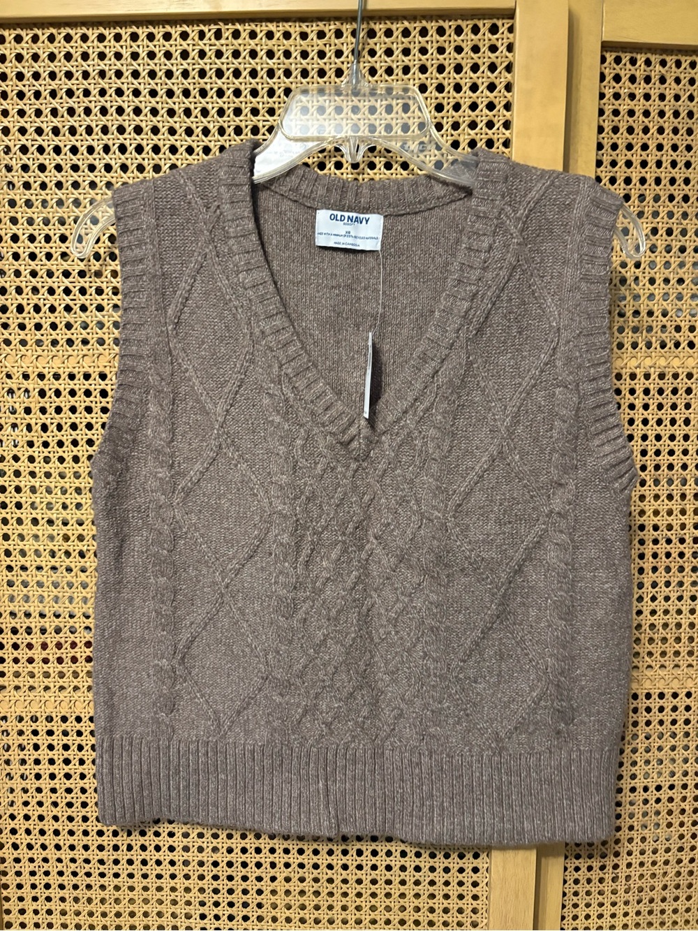NWT old navy knit taupe sweater vest xs